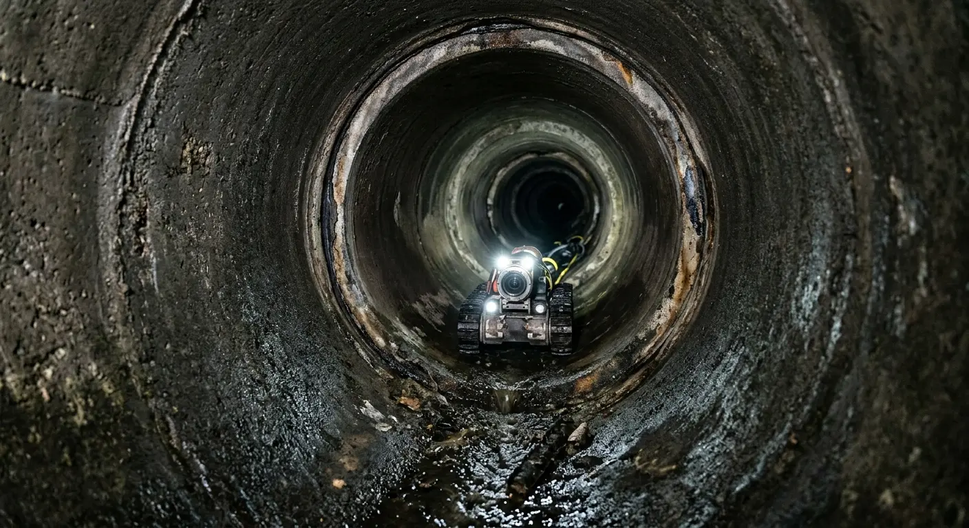 Robotic sewer camera inspecting pipe interior for Sewer Line Cleaning in Boulder Creek